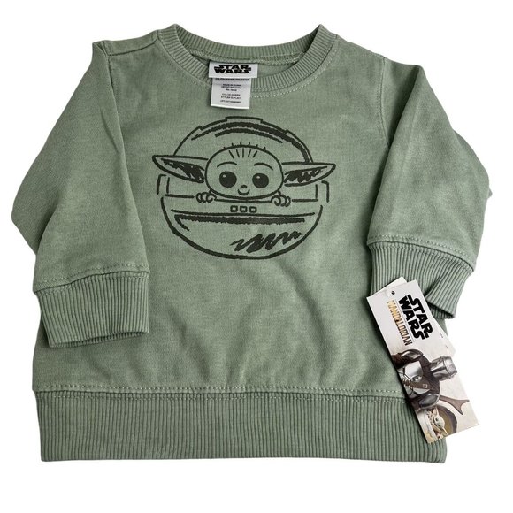 Star Wars 2 Pieces Jogger Set 18 Months Sweater Pants Baby Yoda Grogu Green New - Picture 3 of 12